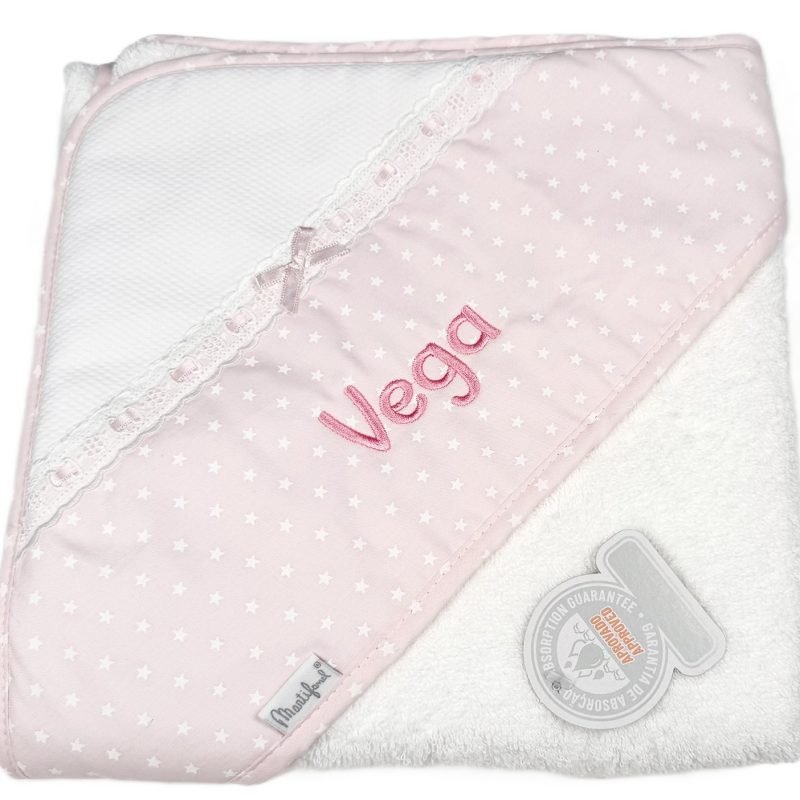 Capa de baño 80 cm con "estrellitas" rosa