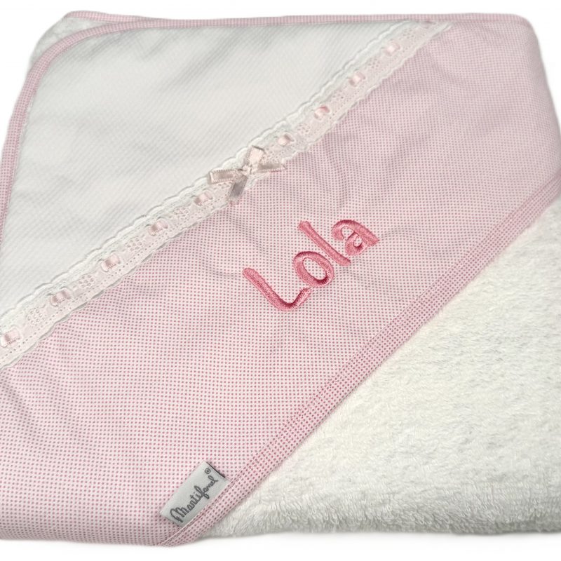 Capa de baño de bebé de 80 cm en topitos rosa.