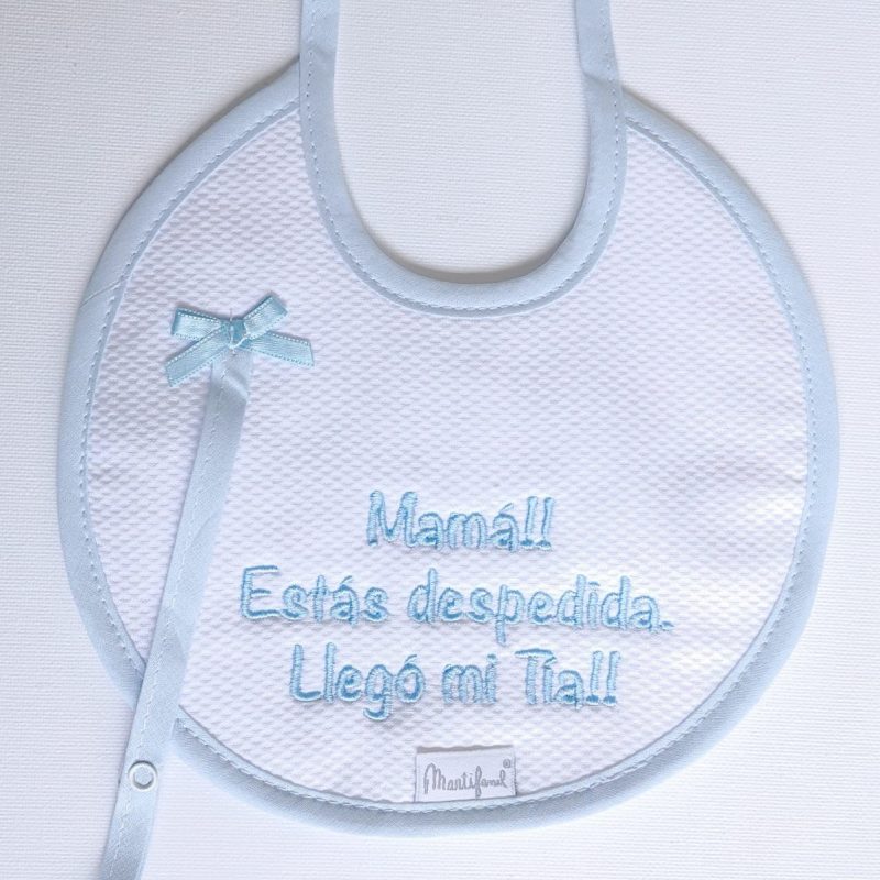 Babero con chupetero "Mamá, estás despedida"