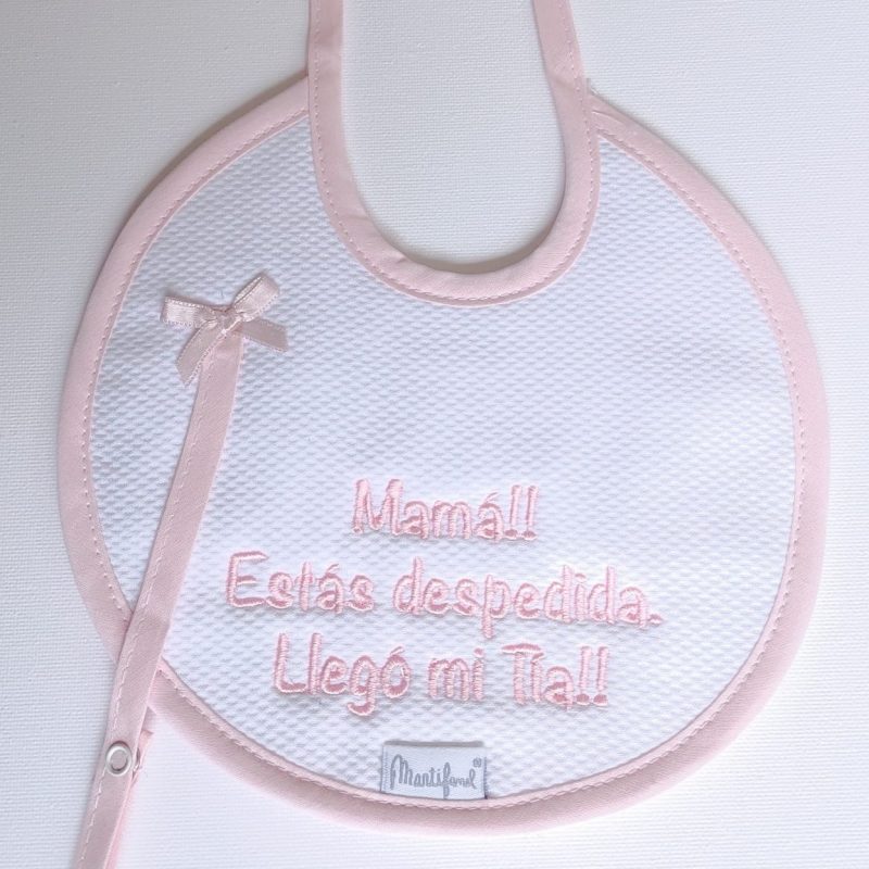 Babero con chupetero "Mamá, estás despedida"