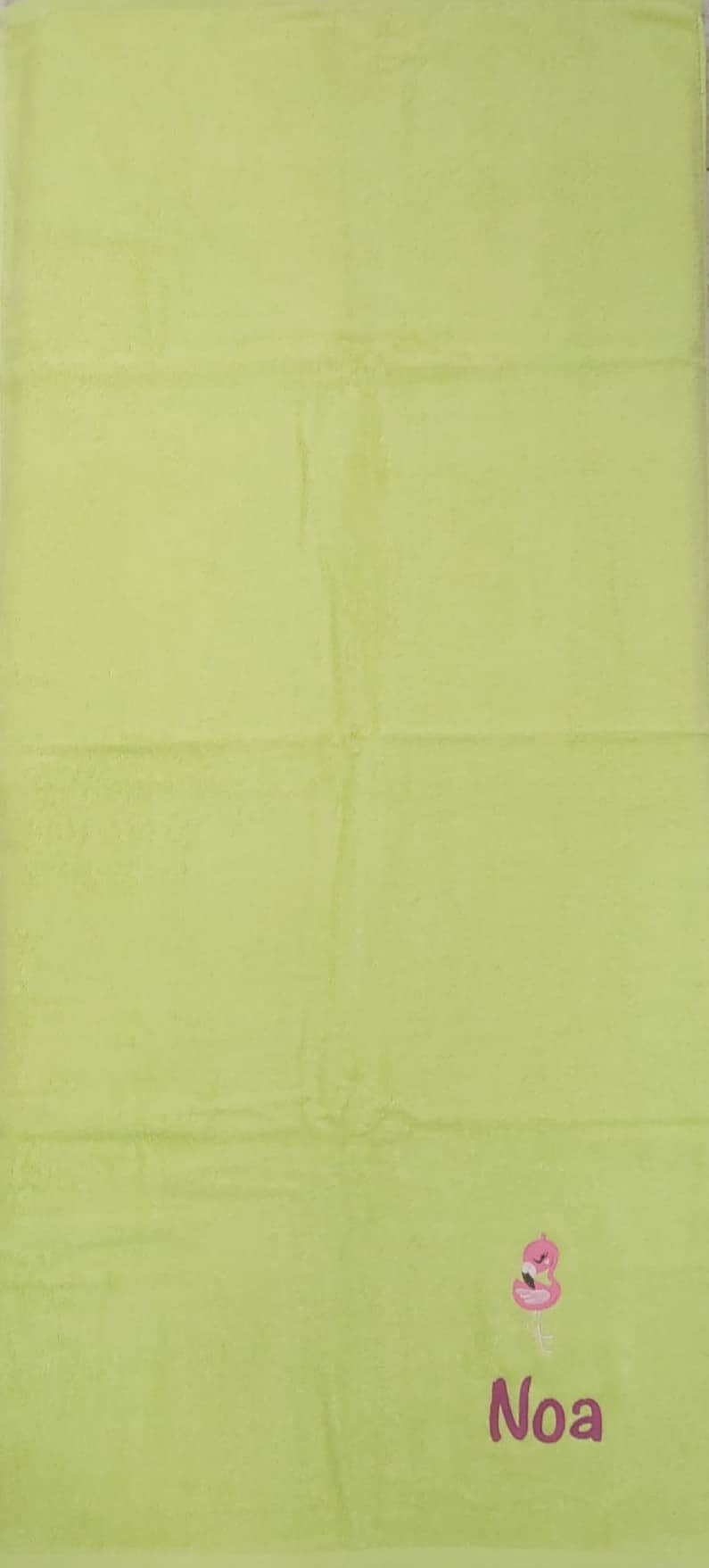 Toalla Infantil Pistacho/Fucsia "Mingo" - Imagen 2