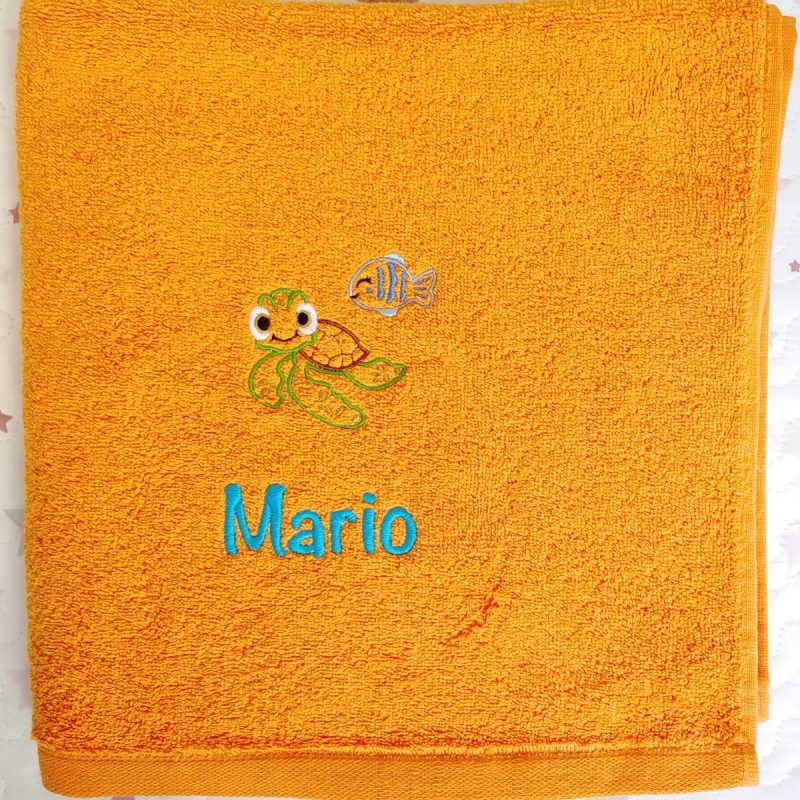 Toalla Infantil Naranja/Turquesa "Turi"