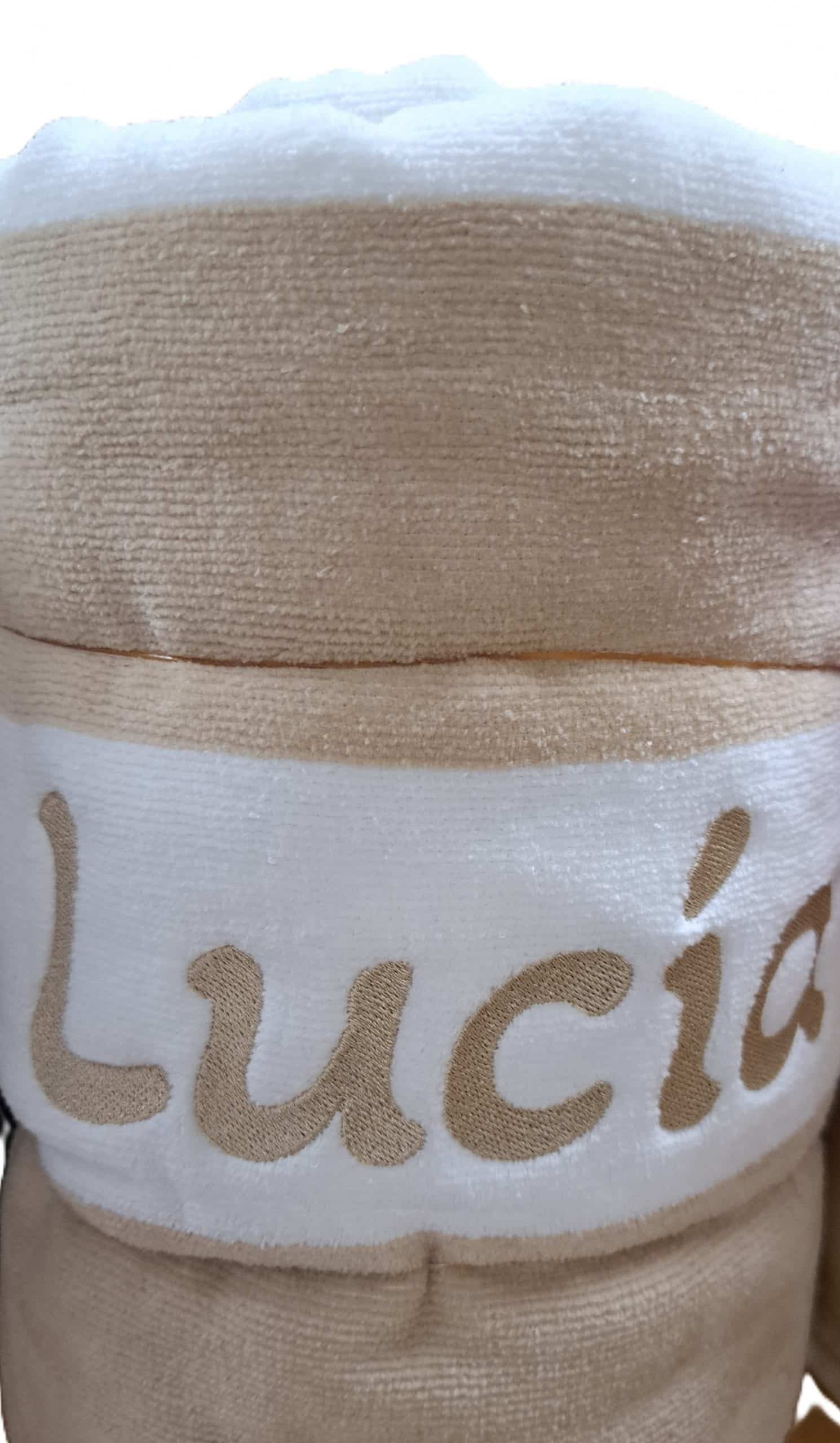 Toalla playa con rayas en blanco y beige - Imagen 2