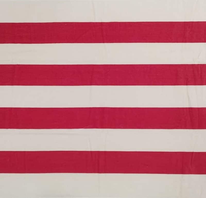 Toalla playa con rayas en beige y granate