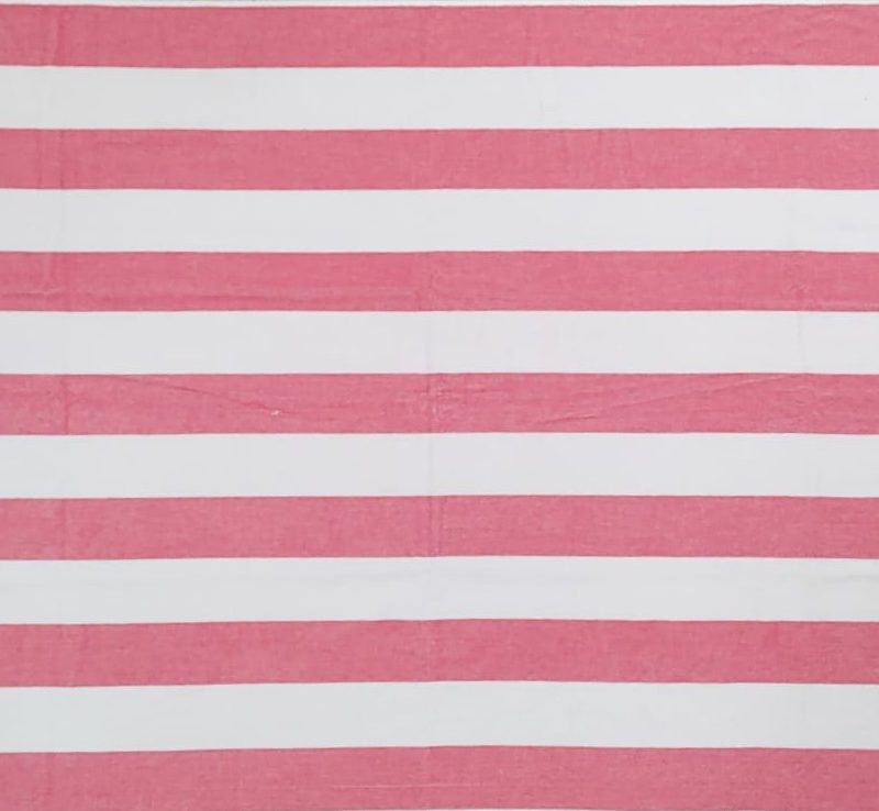 Toalla playa con rayas en blanco y coral