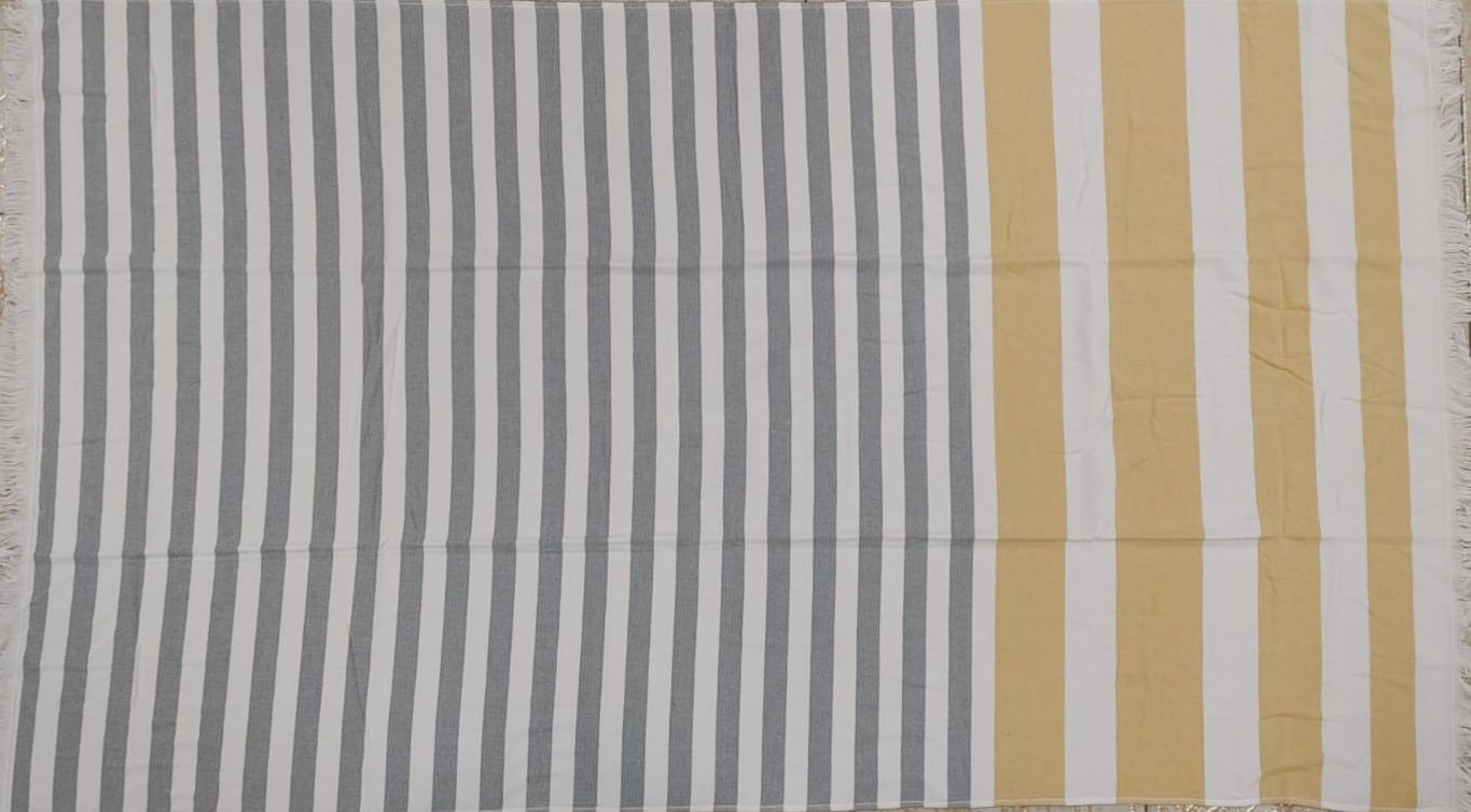 Pareo playa estampado blanco con Gris y Camel - Imagen 2