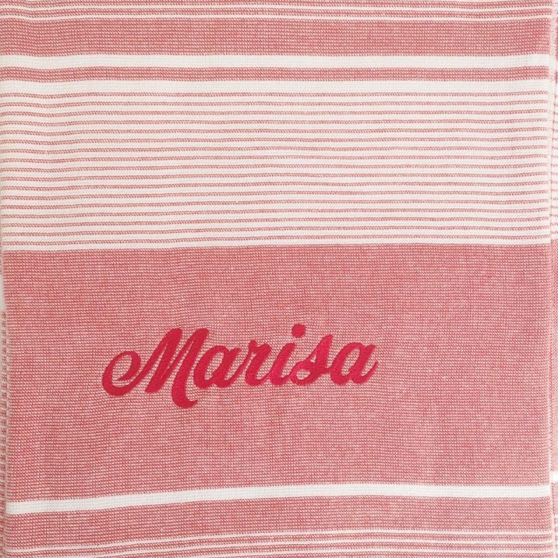 Pareo playa estampado Blanco con rojo