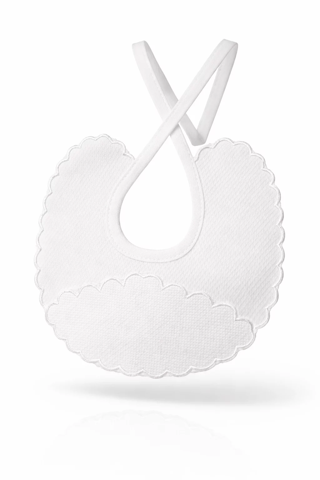 Babero "Nube" Blanco Colección "Punto de Cruz"